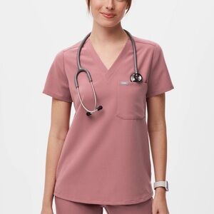 Figs Women's V-Neck Scrub Top in mauve